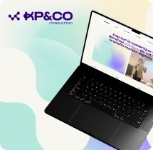 Site internet du cabinet KP&CO affiché sur un ordinateur portable