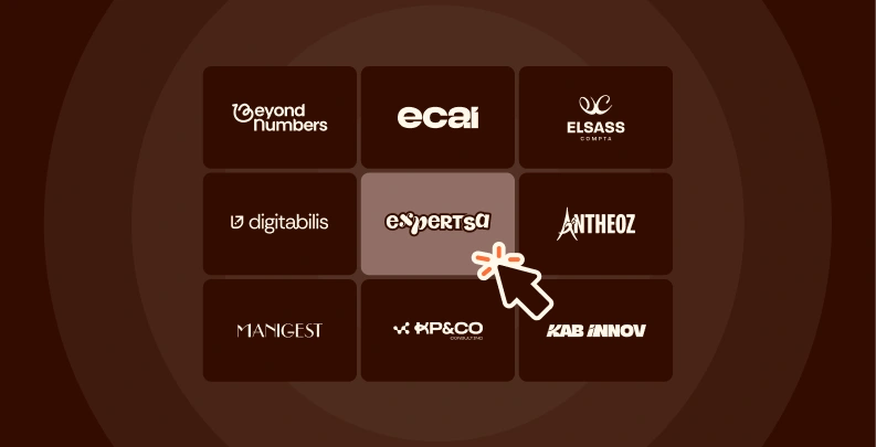 Logos de plusieurs cabinets d'expertise comptable illustrant des identités visuelles distinctes, avec une mise en valeur de celui d'Expert SA.
