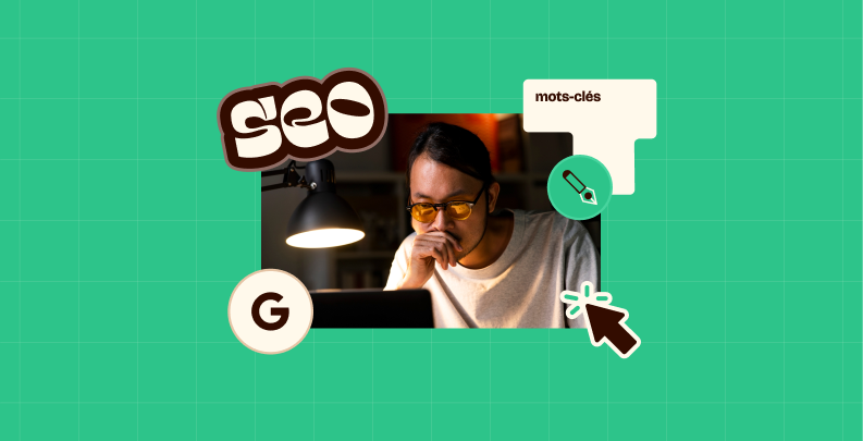 Illustration SEO avec analyse de mots-clés et icône Google pour optimiser la visibilité locale d’un cabinet d’expertise comptable.
